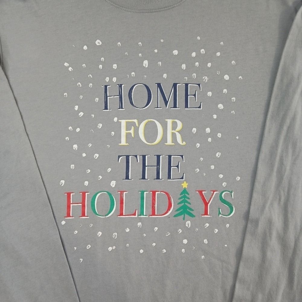 Jammies For Your Families Pajama Top Men XLT Grey Home For The Holidays Graphic - Picture 2 of 4